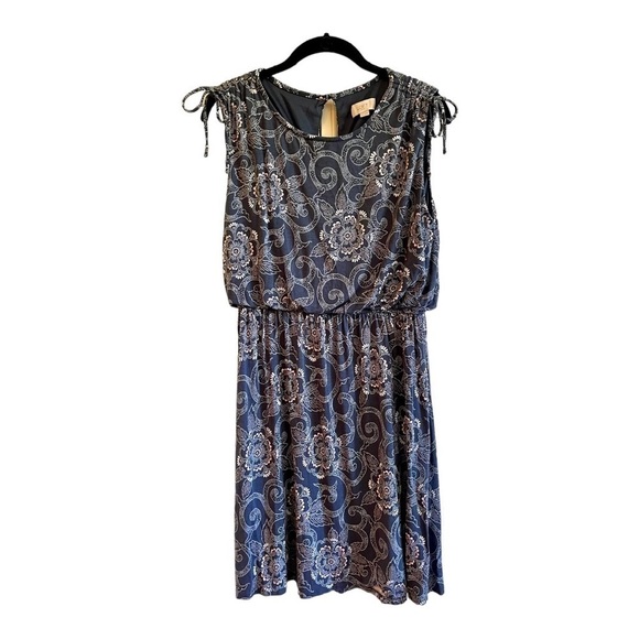 LOFT, CASUAL, SLEEVELESS DRESS IN BLUE PRINT,WITH TOUCHES OF PINK & WHITE.SIZE M - Picture 2 of 7